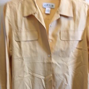 EUC Silk Orvis Button down beautiful mustard